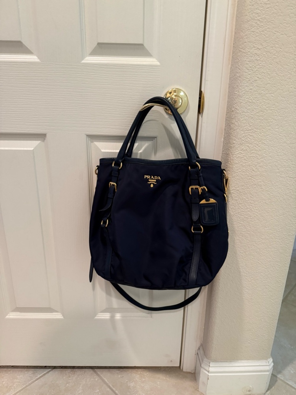 Prada Navy Nylon Tote with adjustable Shoulder Strap - Picture 2 of 6